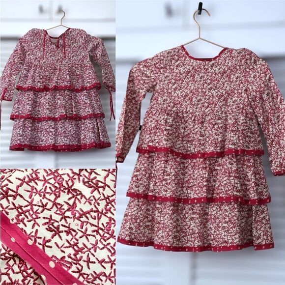 Carolina Herrera Kids Cotton Silk tiered Dress Size 6 - Picture 1 of 12